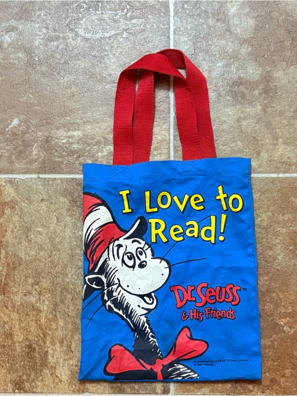 Dr. Seuss - ‘57 Mini Blue Canvas Tote - “I Love to Read!”